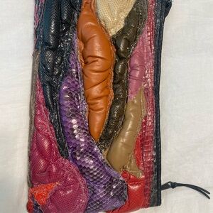 Vintage Jerry Fisher NYC Multicolor Patchwork Leather Padded Clutch